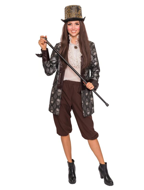 Jacke mit Totenköpfen Damen schwarz/silber S