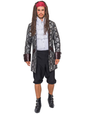 Jacke mit silbernen Totenköpfen Herren schwarz/silber 4XL