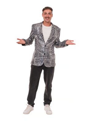 Jackett Krokodil mit Pailletten Herren schwarz/silber S/M