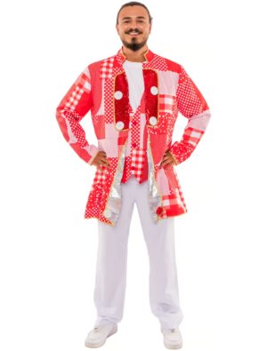 Jackett Lappen Herren rot/weiß S