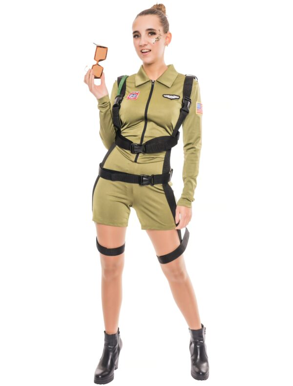 Jetpilot kurz Unifarben Damen olivgrün S/M
