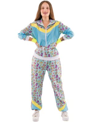 Jogging Anzug Kassette 2 tlg. Print gelb/blau M