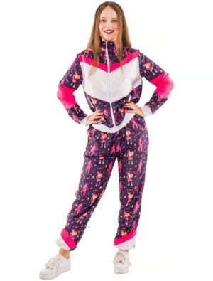 Jogging Anzug Rollschuh Girl 2 tlg. Print Damen pink/weiß S