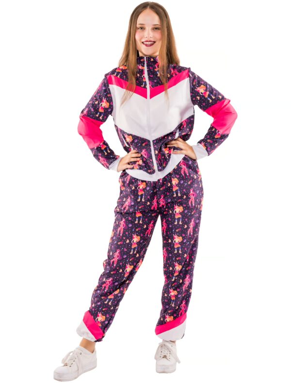 Jogging Anzug Rollschuh Girl 2 tlg. Print Damen pink/weiß S