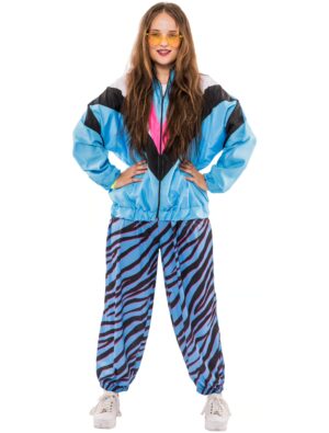 Jogging Anzug Zebra Print 2 tlg. Print blau XL