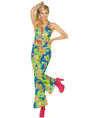 Jumpsuit 70er Jahre neon Damen bunt 44 Farbe: bunt