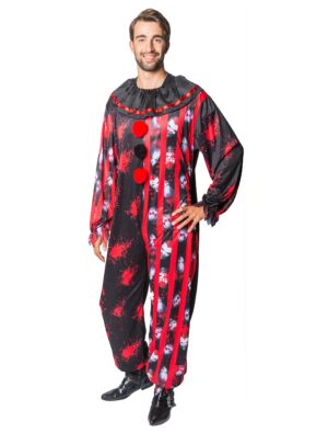 Jumpsuit Gruselclown Herren schwarz/rot L/XL