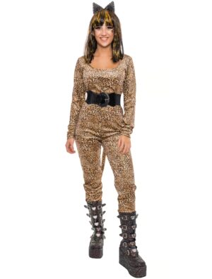 Jumpsuit Leopard mit Glitter Damen beige/braun XXS/XS