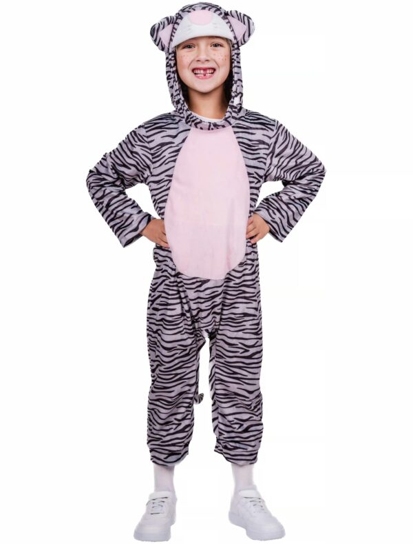 Jumpsuit mit Kapuze Tiger Kinder schwarz/weiß 86/92