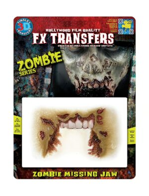 Klebewunde Kieferloser Zombie 3D Schminke für Karneval & Fasching Farbe: bunt