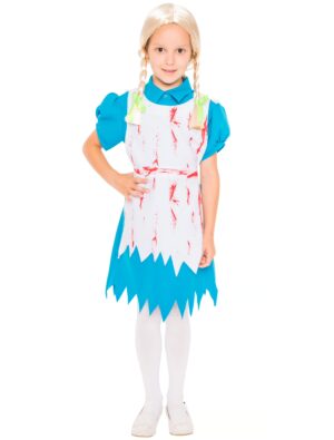 Kleid Alice Kinder mit Blut weiß/blau 140