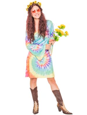 Kleid Batik Regenbogen Damen bunt S Farbe: rainbow