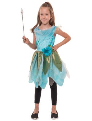 Kleid Blumenfee Kinder blau/grün 4-6 Jahre