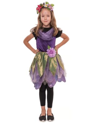Kleid Blumenfee Kinder lila/grün 4-6 Jahre