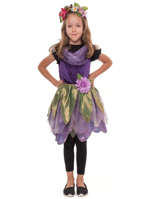 Kleid Blumenfee Kinder lila/grün 4-6 Jahre