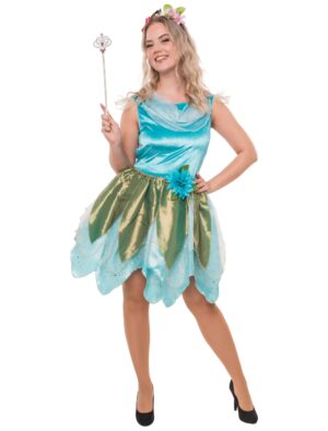 Kleid Blumenfee blau/grün S/M
