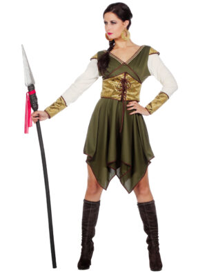 Kleid Burgdame 2-tlg. gold/grün 46