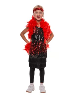 Kleid Charleston Kinder schwarz/rot 4-6 Jahre