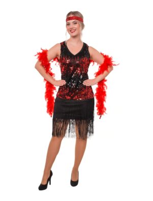 Kleid Charleston schwarz/rot S/M
