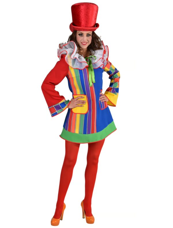 Kleid Clown Damen bunt S/M Farbe: bunt