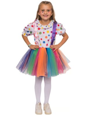 Kleid Clown Gepunktet Mädchen bunt 140 Farbe: bunt