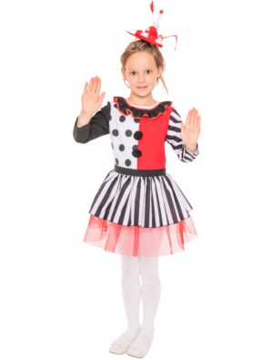 Kleid Clown Kinder schwarz/weiß/rot