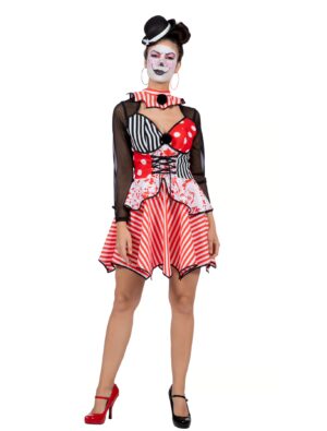 Kleid Clown Voodoo Damen schwarz/weiß/rot 42