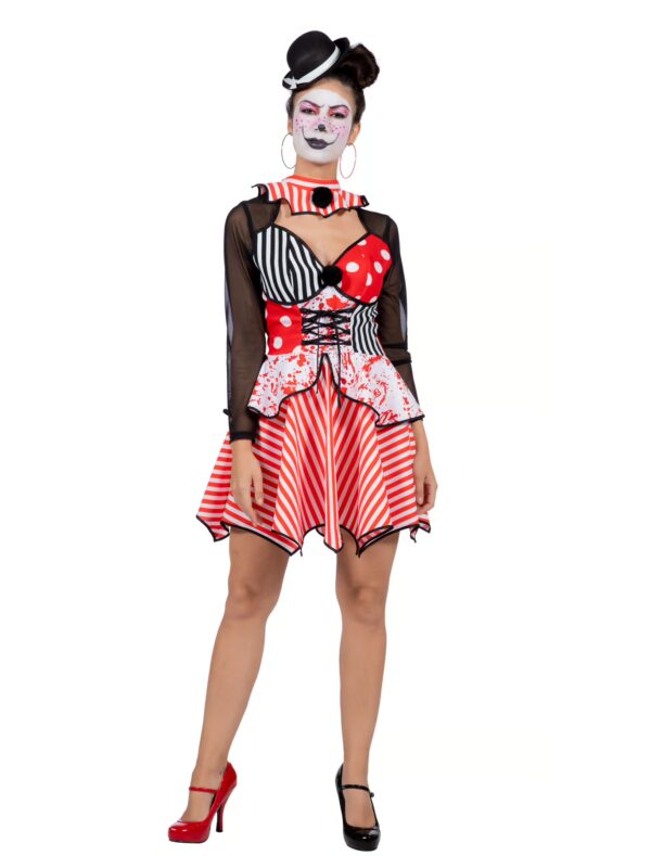 Kleid Clown Voodoo Damen schwarz/weiß/rot 42
