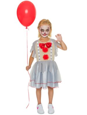 Kleid Clown mit Fliege Kinder grau