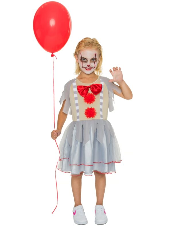 Kleid Clown mit Fliege Kinder grau