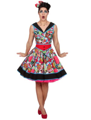 Kleid Comic Damen bunt 40 Farbe: bunt