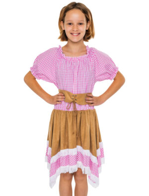 Kleid Cowgirl Kinder pink/weiß