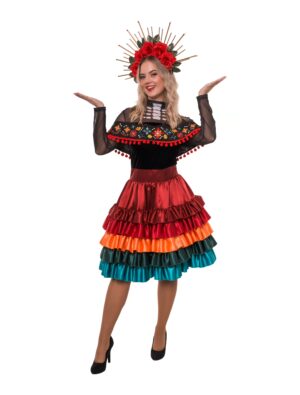 Kleid Dia de los muertos bunt XS Farbe: bunt
