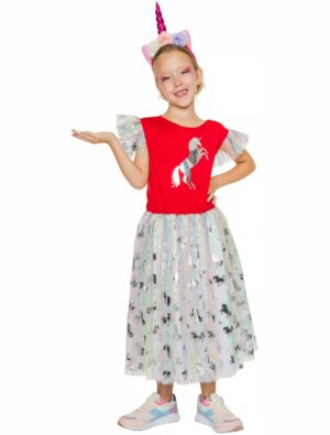 Kleid Einhorn Kinder bunt 116/128 Farbe: bunt