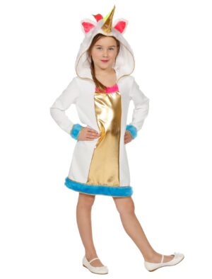 Kleid Einhorn mit Kapuze Kinder bunt 104 Farbe: bunt