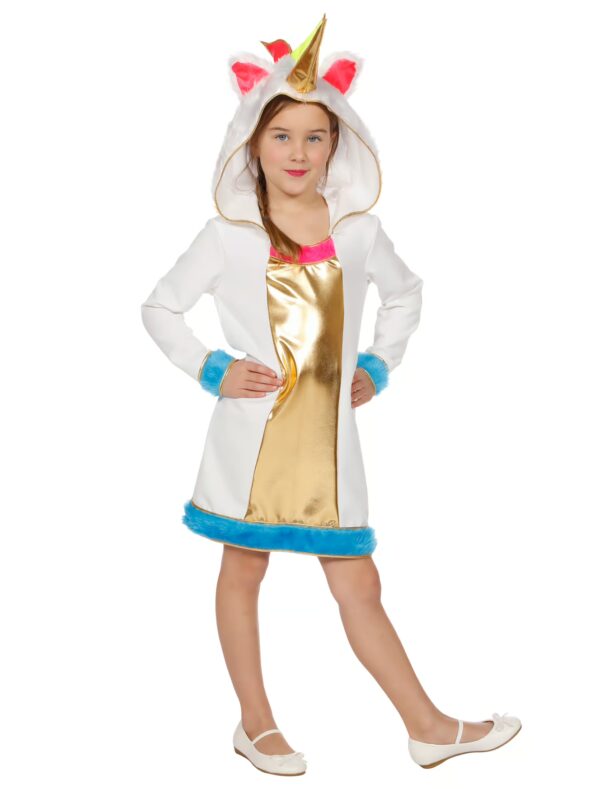 Kleid Einhorn mit Kapuze Kinder bunt 104 Farbe: bunt