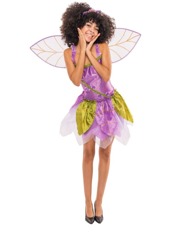 Kleid Elfe 3tlg. Damen lila/grün 40-42