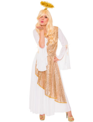 Kleid Engel Damen weiß/gold L