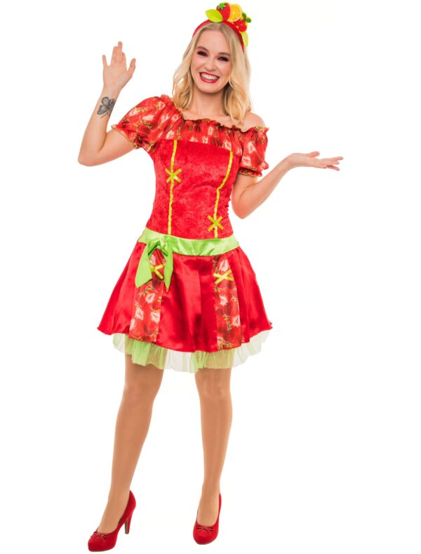 Kleid Erdbeere 2-tlg. Damen rot 36-38