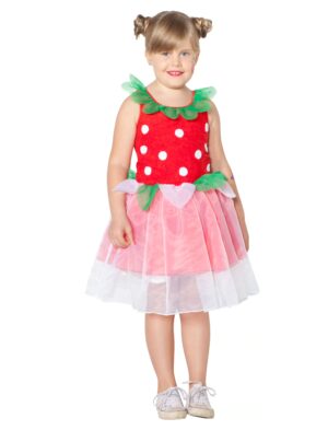Kleid Erdbeere Kinder Mädchen rot 98