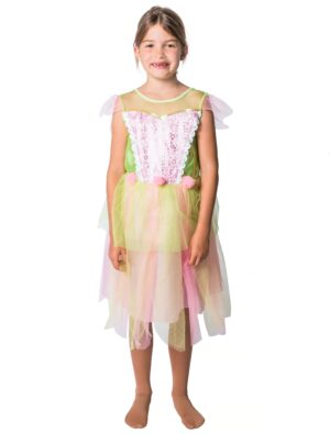 Kleid Fee Kinder Mädchen grün/rosa 7-8 Jahre