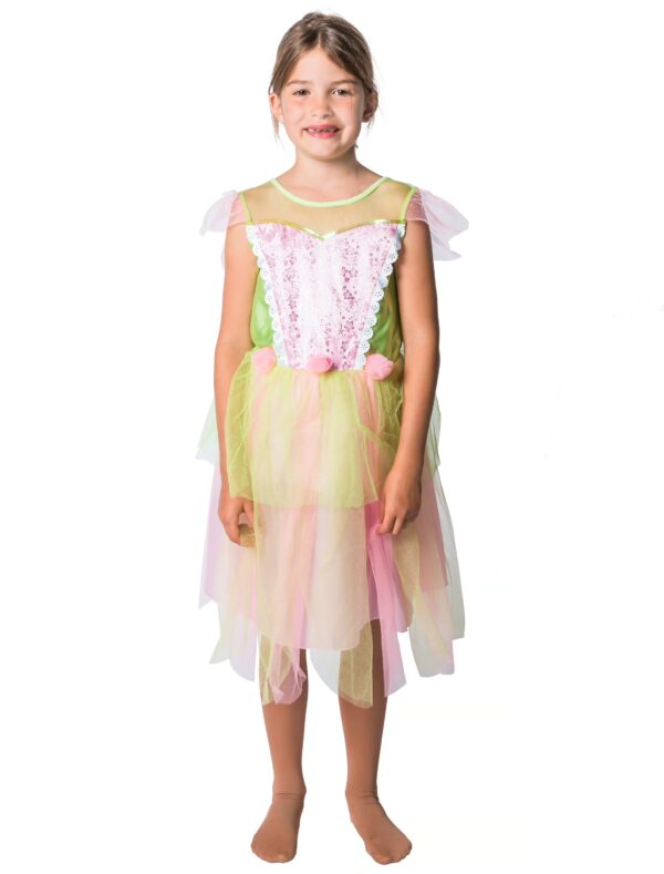 Kleid Fee Kinder Mädchen grün/rosa 7-8 Jahre