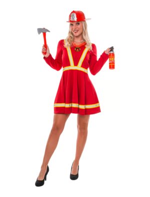Kleid Feuerwehrfrau rot/gelb XS