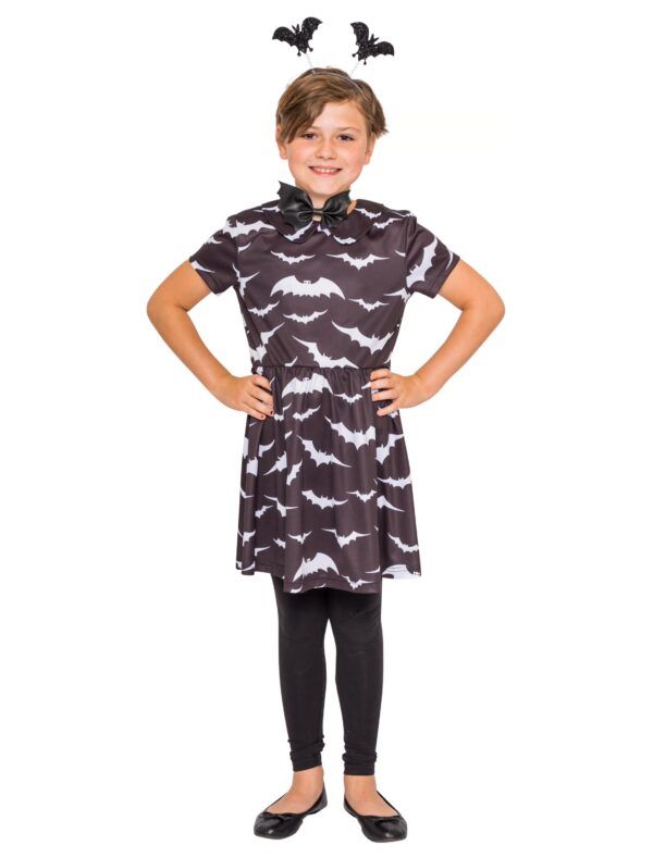 Kleid Fledermaus Kinder Mädchen schwarz/weiß 116