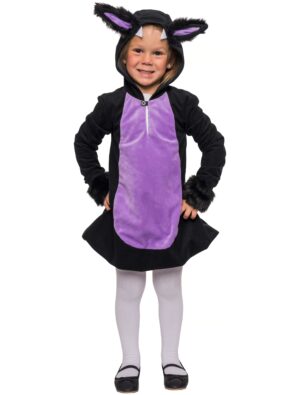 Kleid Fledermaus Plüsch schwarz/lila 152