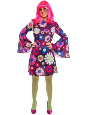Kleid Flower Power Floral Damen lila S