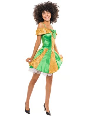Kleid Frosch Damen grün/gold 42