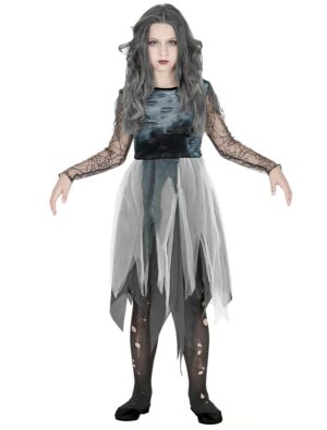 Kleid Geist Kinder Mädchen schwarz/weiß 140