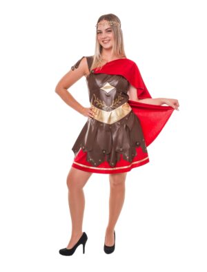Kleid Gladiatorin 2-tlg. Damen braun/rot S/M