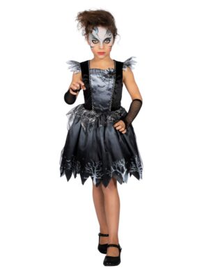 Kleid Halloween mit Spinne Kinder schwarz-140